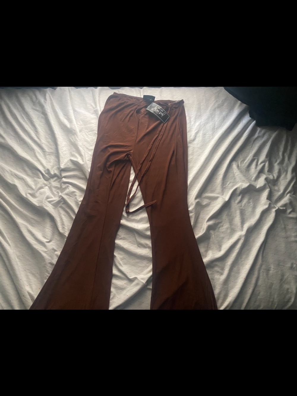 Women's Brown Flared Drawstring Pants